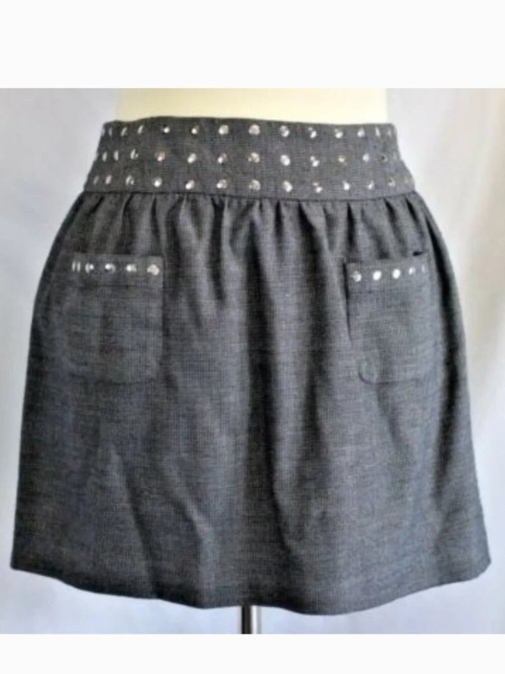Candies Britney Spears Skirt Jr 7 Gray Ponte Studded Lined Zip Side Teen Girls